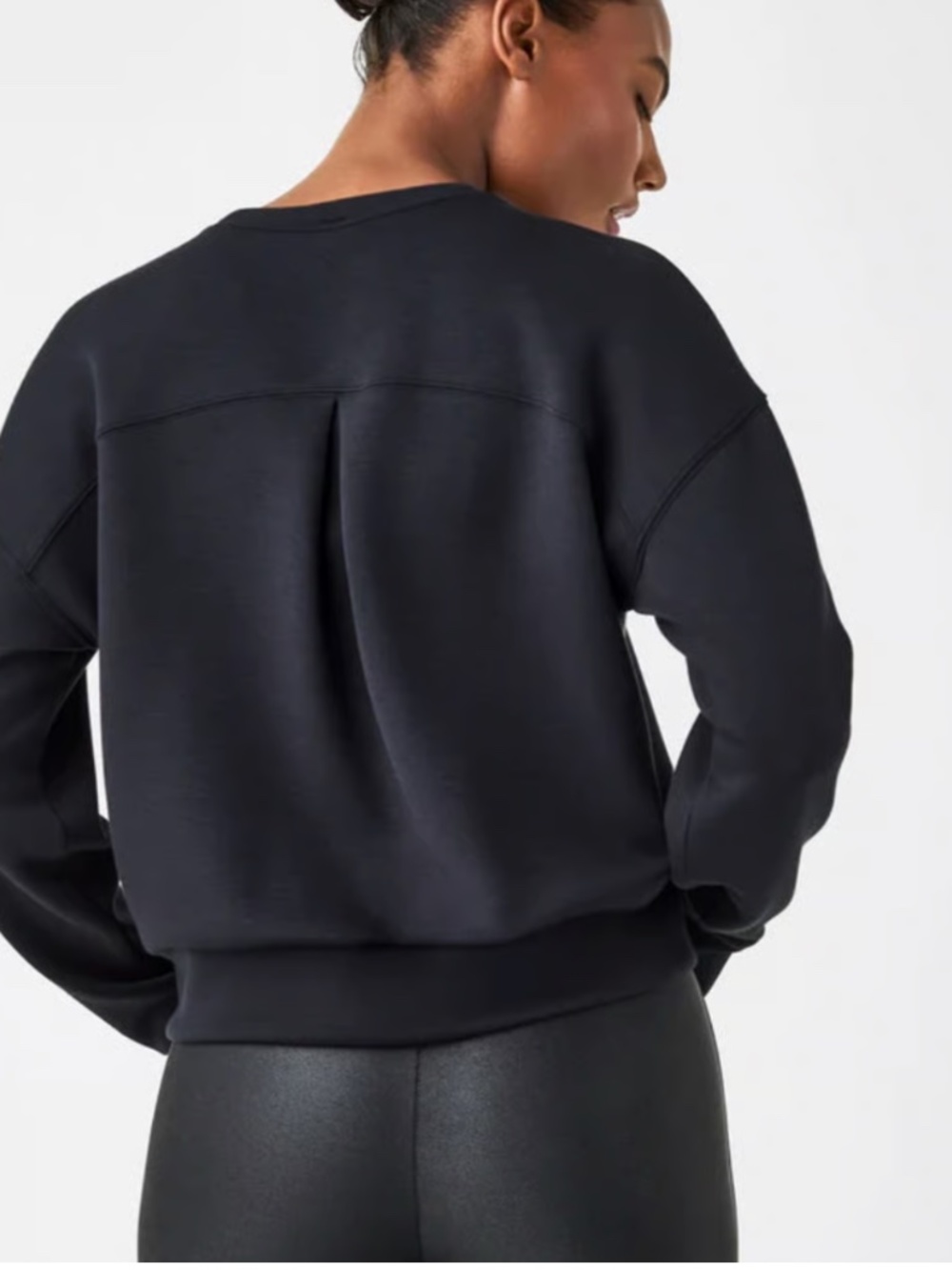 SPANX Airessentials Crewneck Pullover Sweatshirt in Very Black - Size Small - Picture 3 of 6